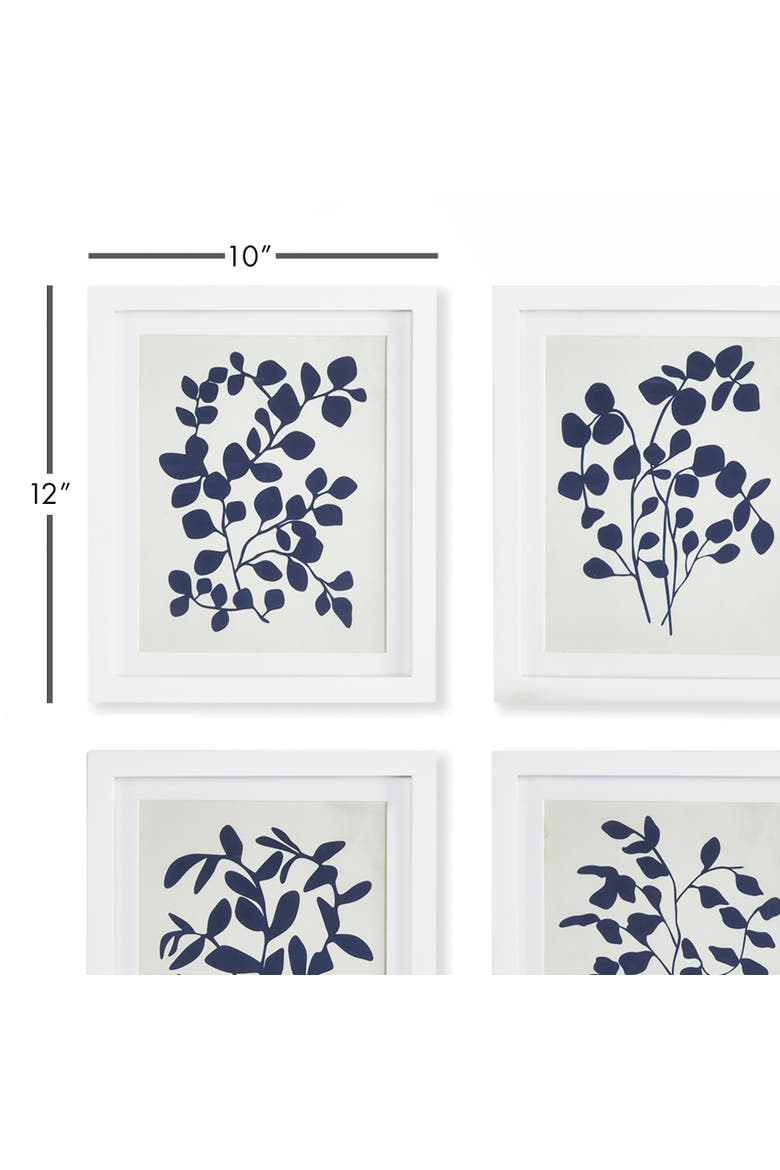 Leafy Vine Prints Set of 4, Alternate, color, Blue