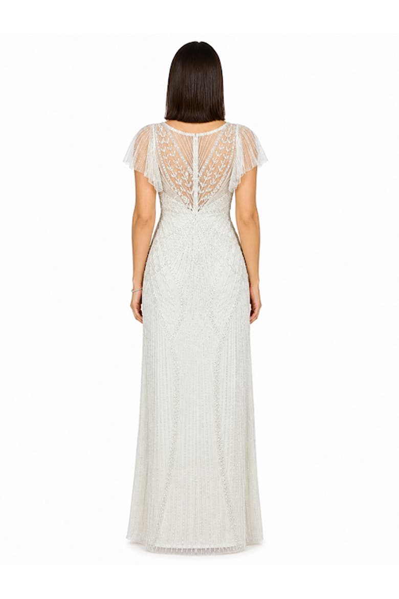 Beaded Faux-Wrap V-Neck Bridal Gown, Alternate, color, Ivory