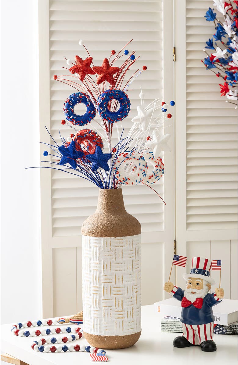 Glitzhome Set of 2 28"H Patriotic Americana Stars 
Donuts Picks, Alternate, color, Blue
