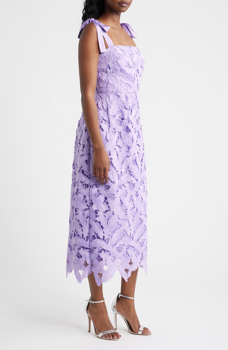 Lucy Paris Dewi Cutout Tie Strap Midi Dress, Alternate, color, Lavender