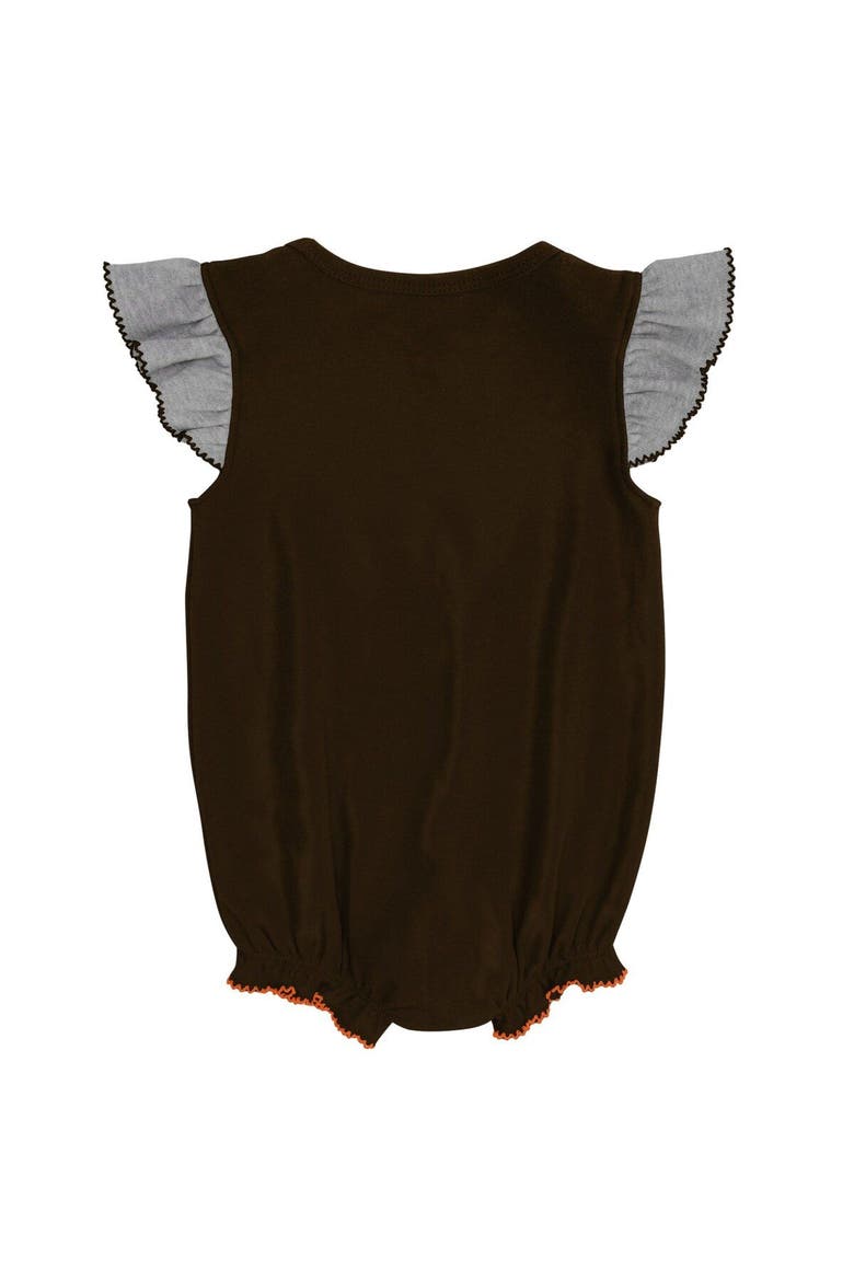Girls Newborn & Infant Brown/Heathered Gray Cleveland Browns All The Love Bodysuit Bib & Booties Set, Alternate, color, Brown