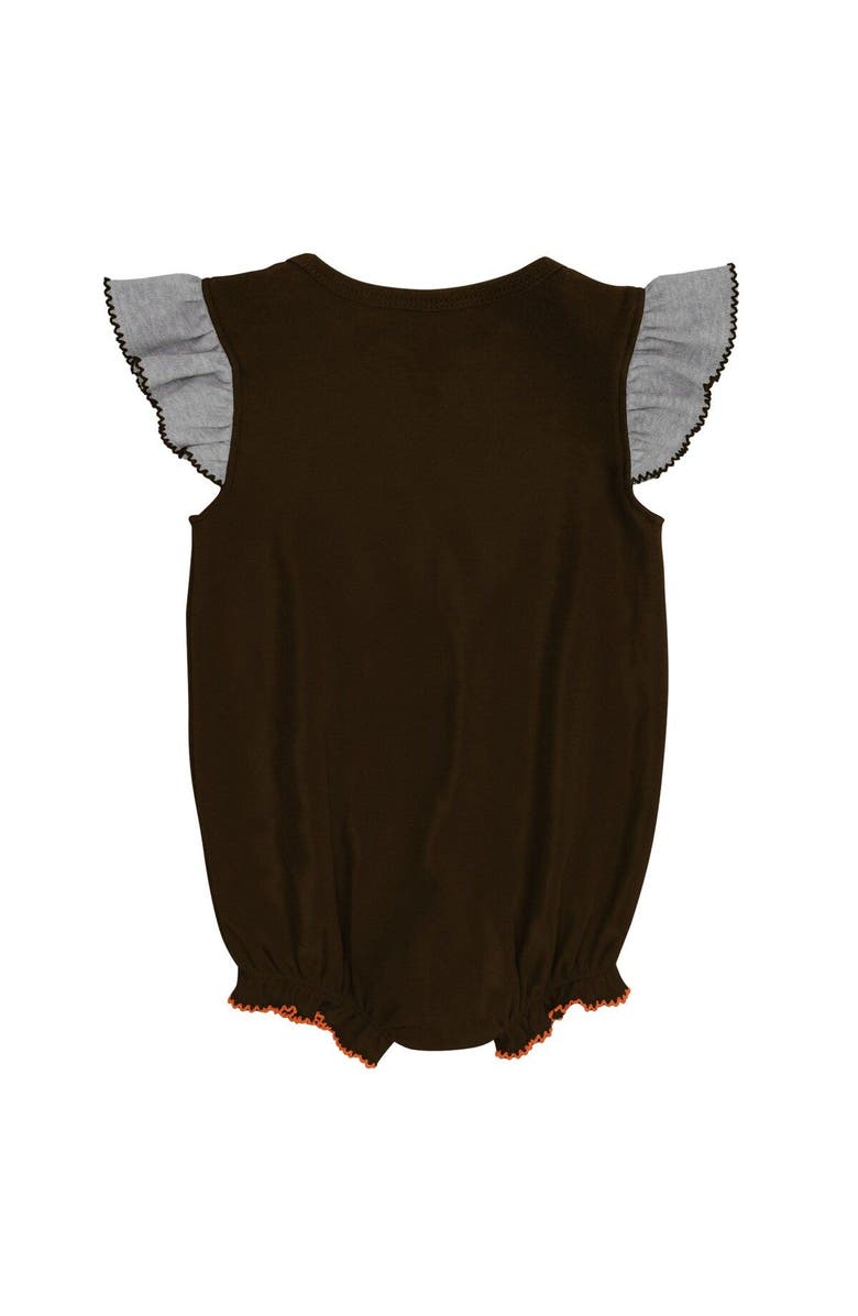 Outerstuff Girls Newborn & Infant Brown/Heathered Gray Cleveland Browns All The Love Bodysuit Bib & Booties Set, Alternate, color, Brown