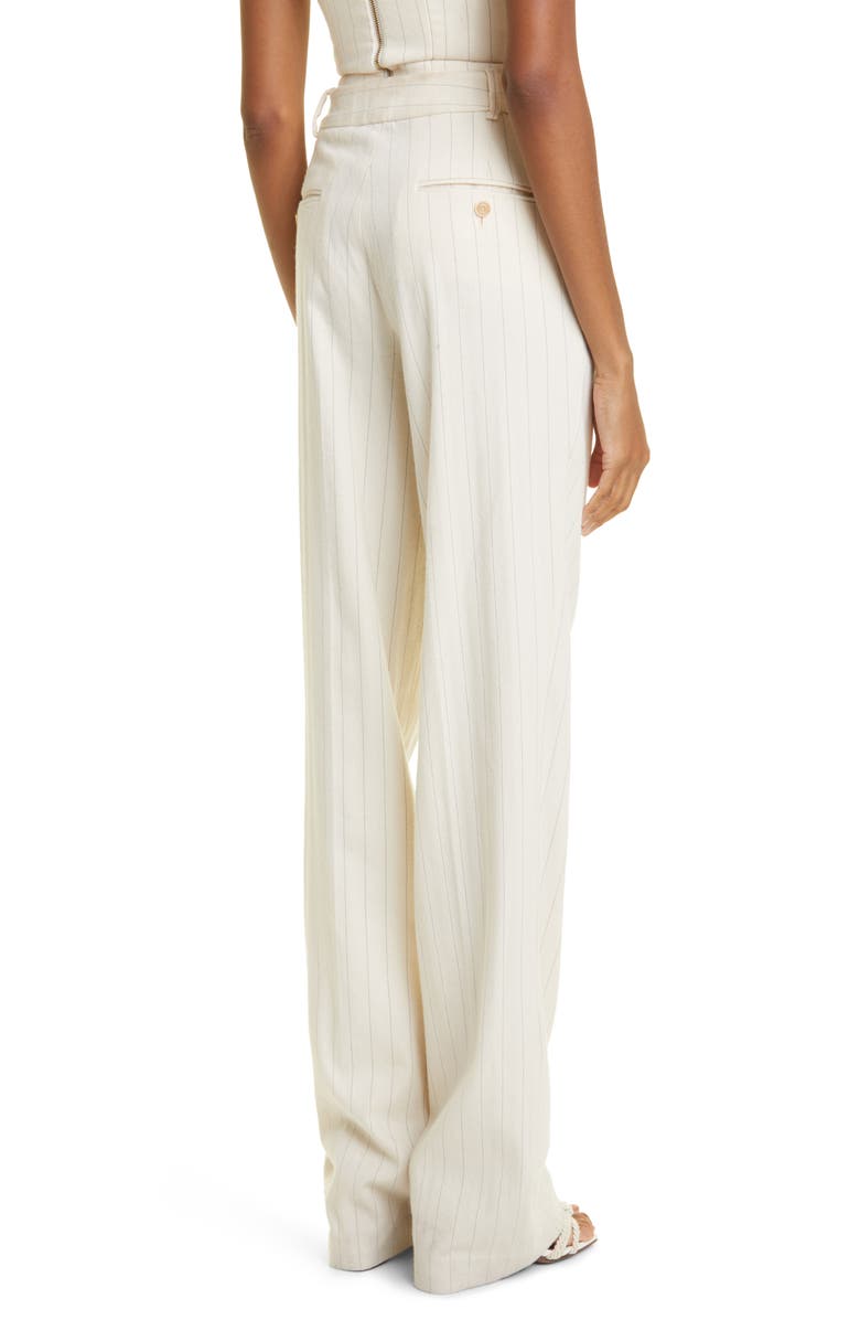 Zimmermann Luminosity Pinstripe Wool & Cotton Pleated Pants, Alternate, color, 