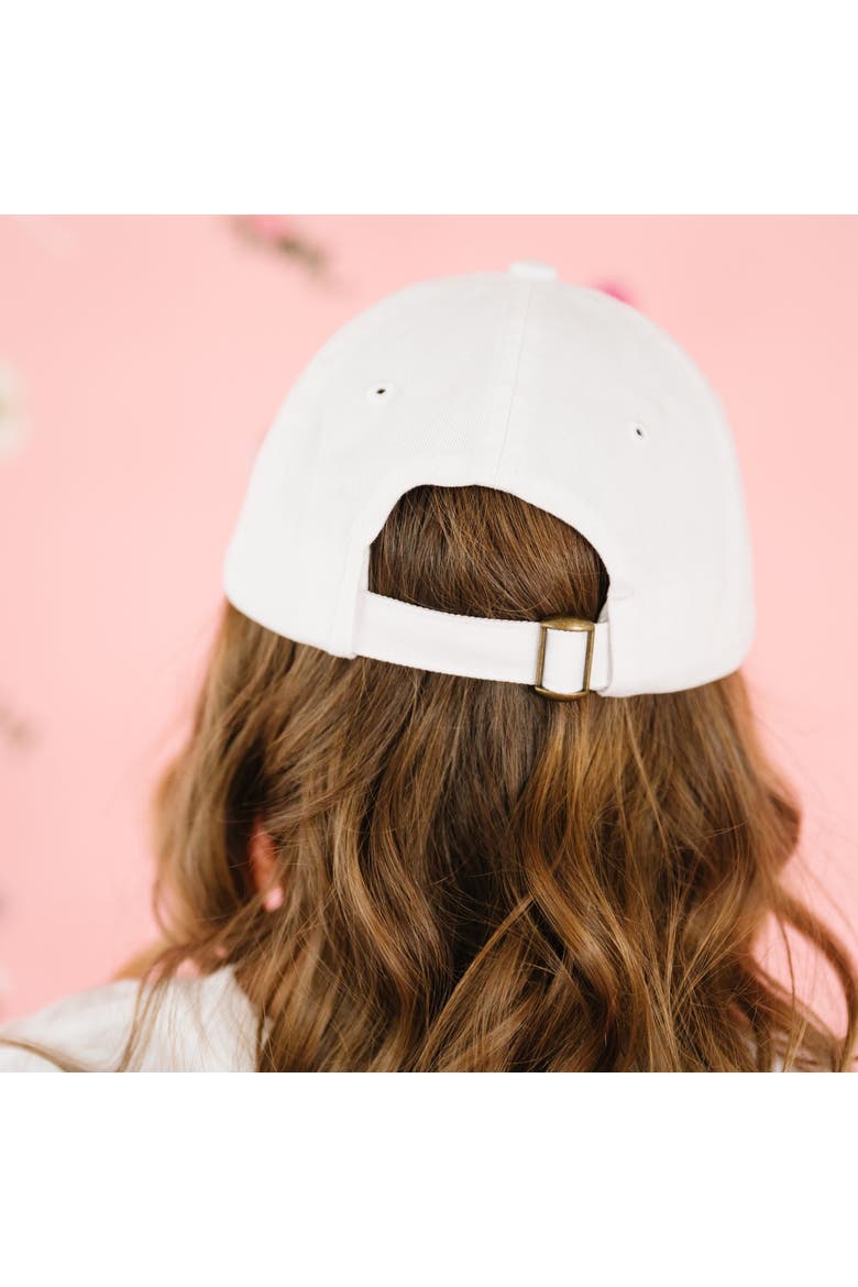 Sky Blue Floral Bow Patch Baseball Hat, Alternate, color, White