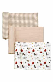 3-Pack Farm Animal Cotton Muslin Swaddle Blankets