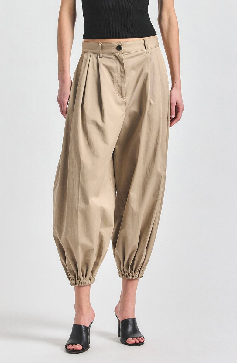 Derek Lam 10 Crosby Kendall Stretch Cotton Balloon Pants, Main, color, Latte