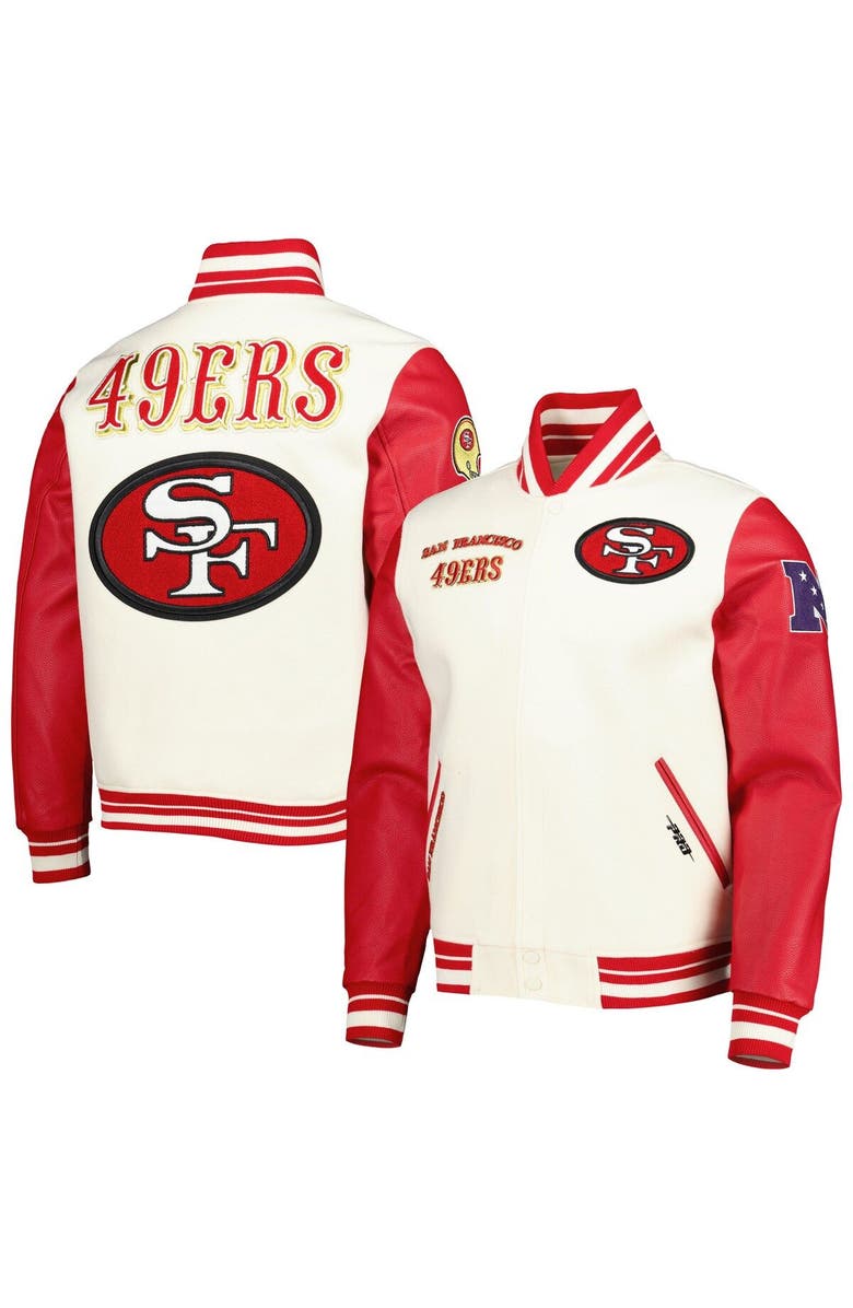 PRO STANDARD Men's Pro Standard Cream San Francisco 49ers Retro Classic Varsity Full-Zip Jacket, Main, color, 