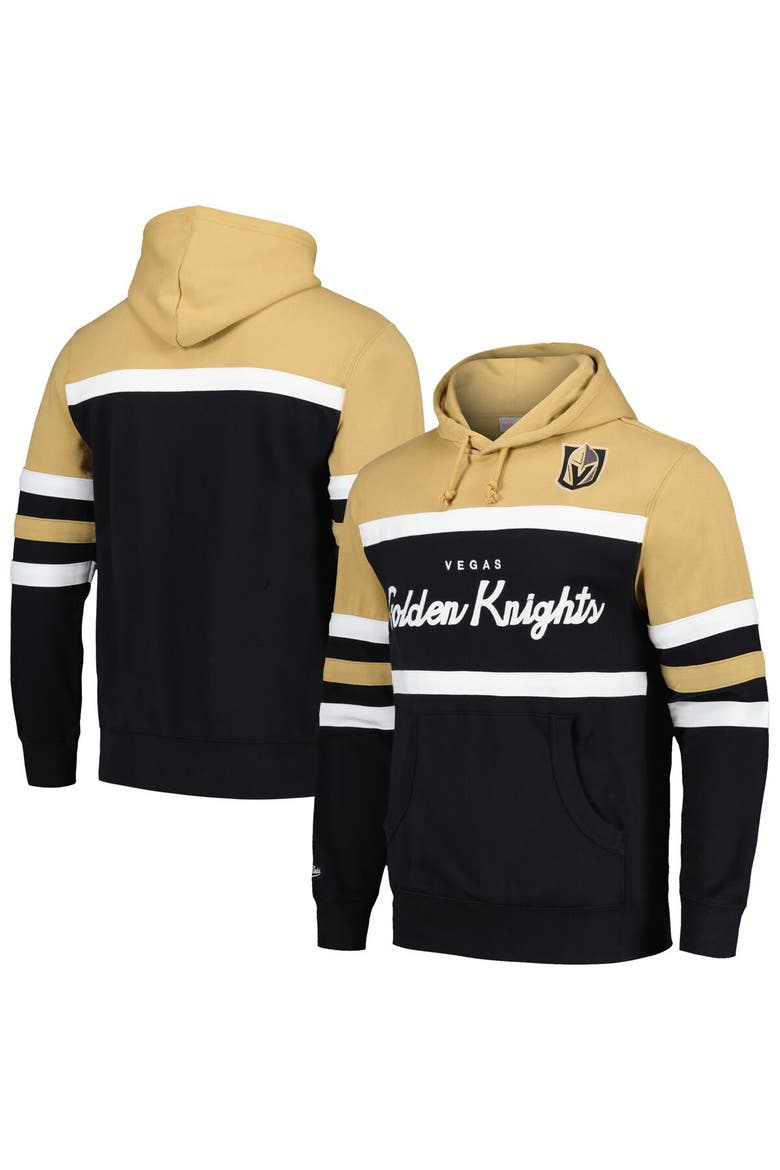 Men's Mitchell & Ness Black/Gold Vegas Golden Knights Head Coach Pullover Hoodie, Main, color, Black