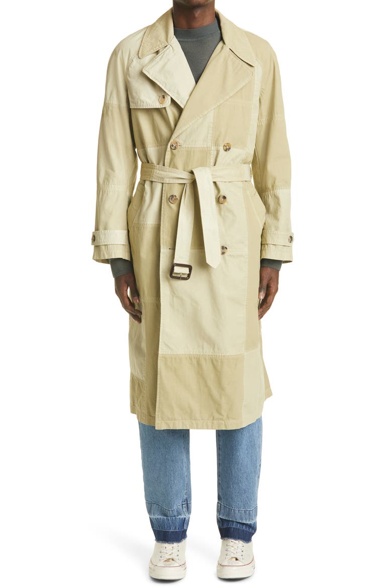 Unisex Patchwork Trench Coat, Main, color, BEIGE