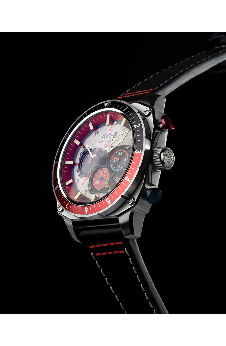 AVI-8 Hawker Hunter Atlas Dual Time Chronograph Bracelet Watch, 44mm, Alternate, color, Grey