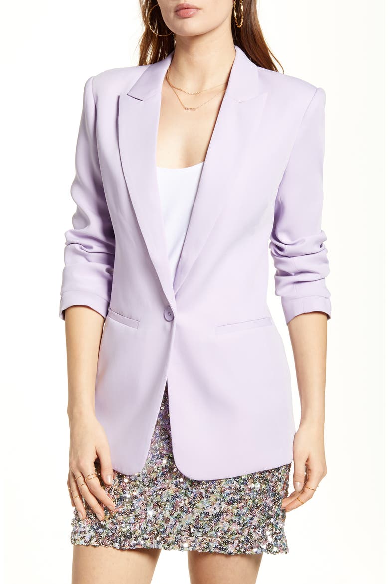 Tailored Single Button Blazer, Alternate, color, LILAC