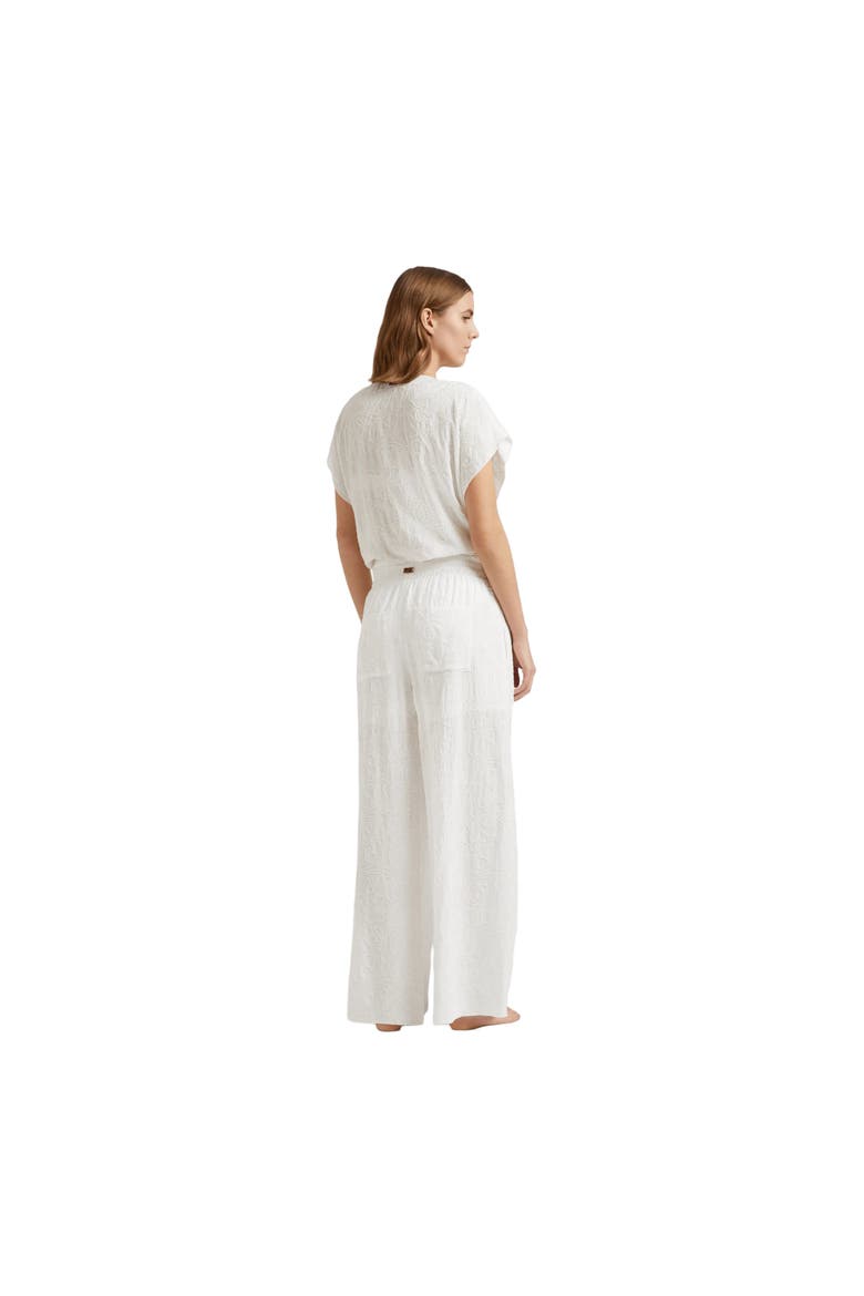 Women Viscose Elastic Waist Pants Seashells, Alternate, color, off white