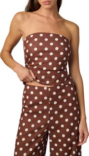 Joe's The Mariel Dot Strapless Linen & Cotton Top