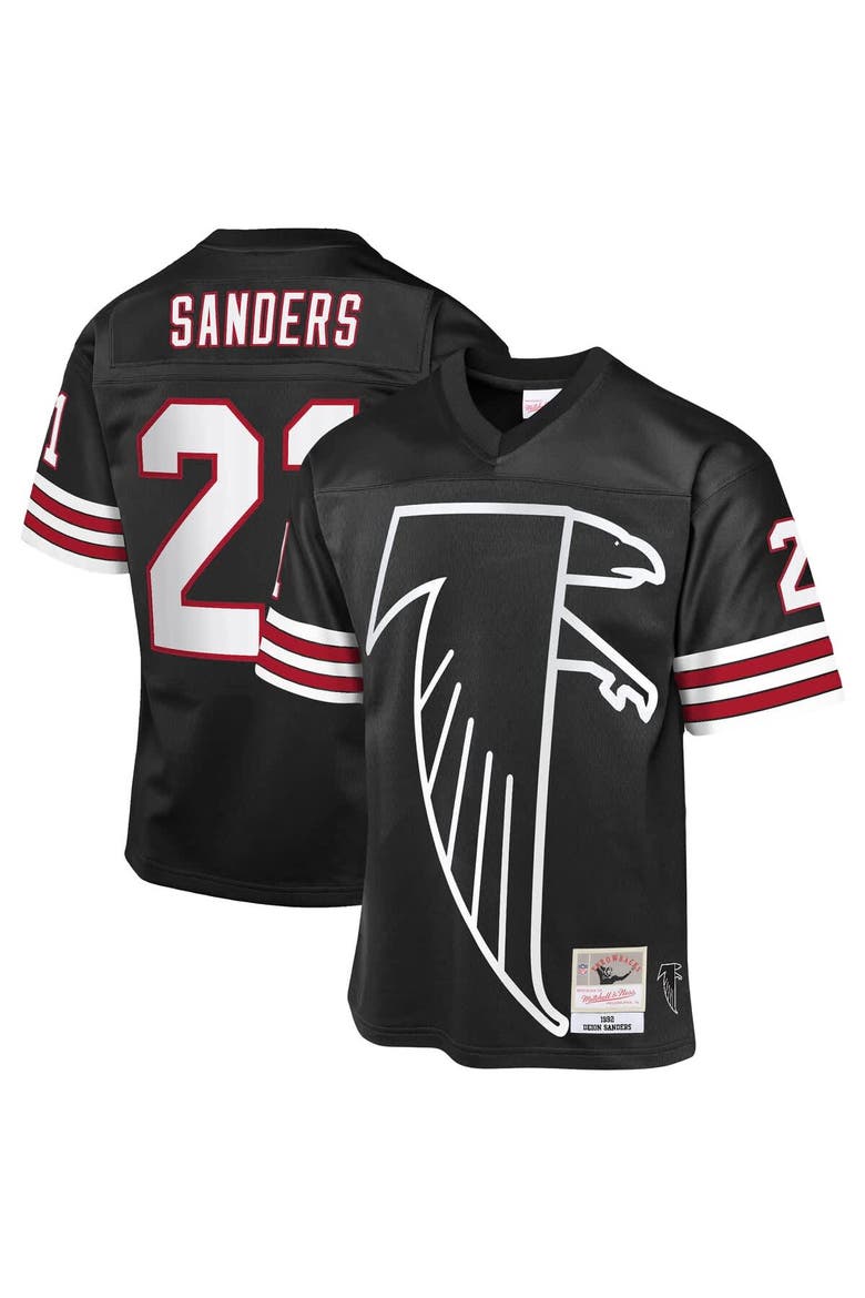 Youth Mitchell & Ness Deion Sanders Black Atlanta Falcons 1992 Throwback Fashion Jersey, Main, color, Black