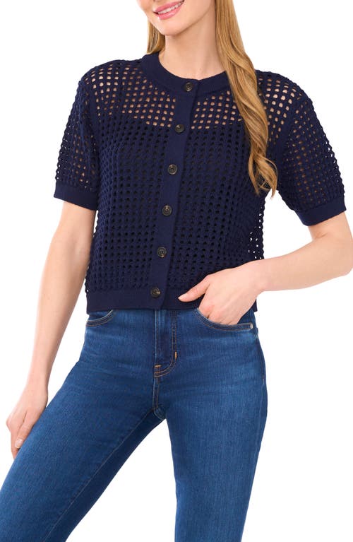 CECE CECE OPEN STITCH SHORT SLEEVE CARDIGAN