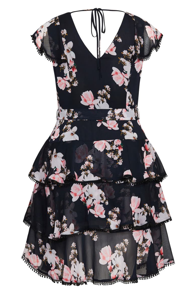 Lotus Tiered Ruffle Dress, Alternate, color, SACRED LOTUS