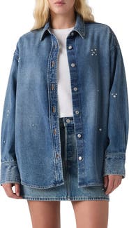 Levi's Jordan Crystal Embellished Oversize Denim Shirt Jacket