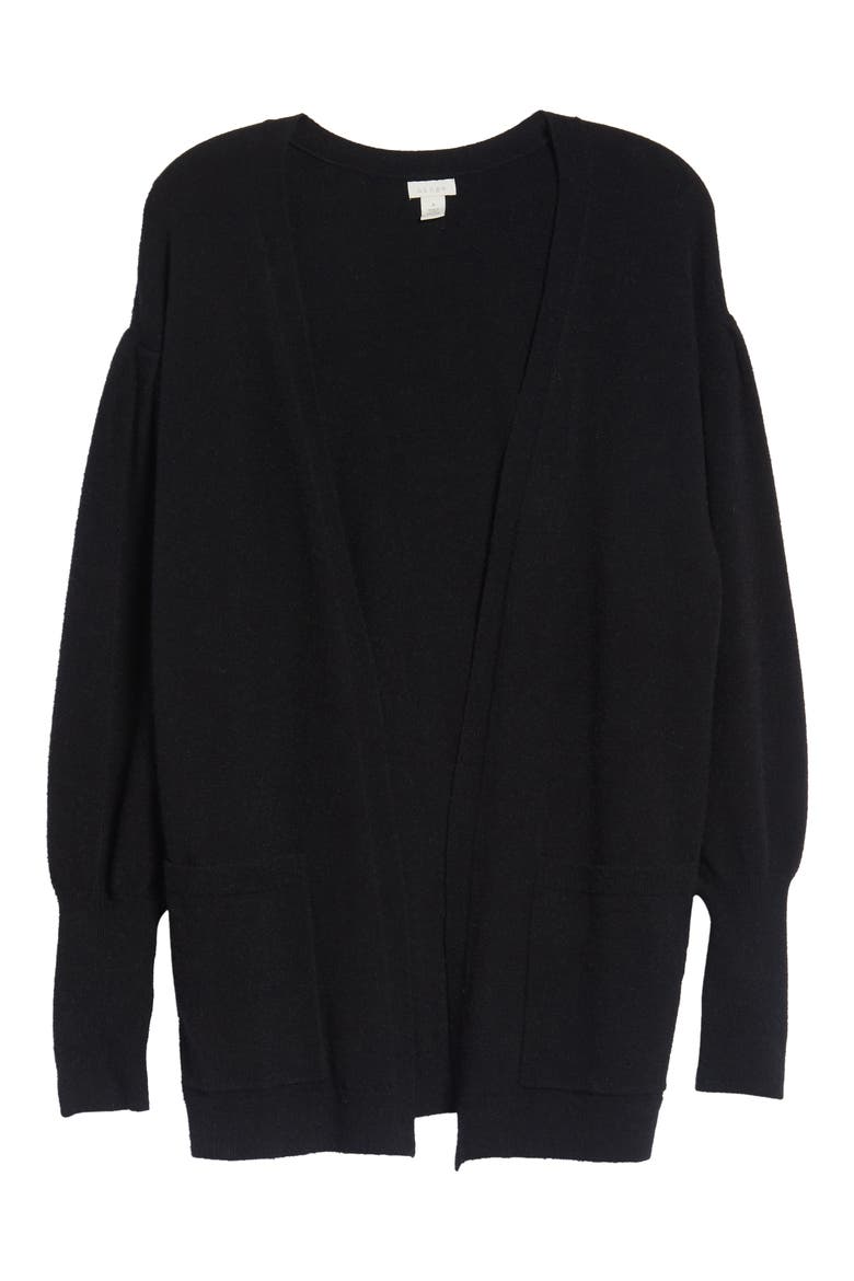 Balloon Sleeve Cardigan, Alternate, color, BLACK