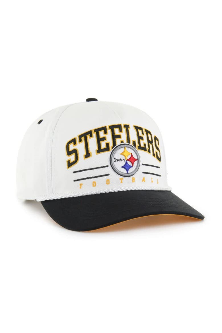 Men's '47 White/Black Pittsburgh Steelers Roscoe Two-Toned Hitch Adjustable Hat, Alternate, color, White