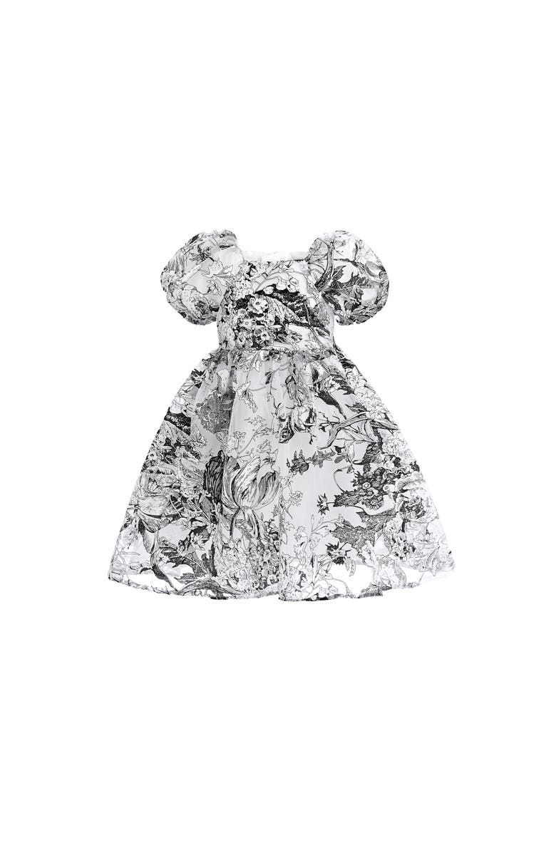 Sweet Cactus Encre Floral Garden Dress, Alternate, color, Black