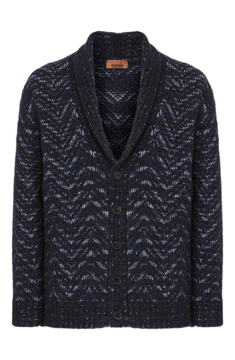 Missoni Buttoned Cardigan With Chevron Pattern, Alternate, color, Blue