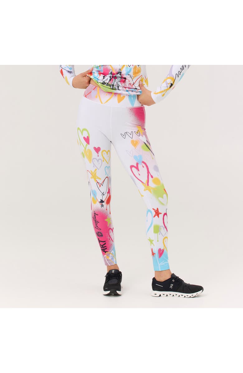 Krimson Klover Graffiti Girls Legging, Alternate, color, Black Graffiti