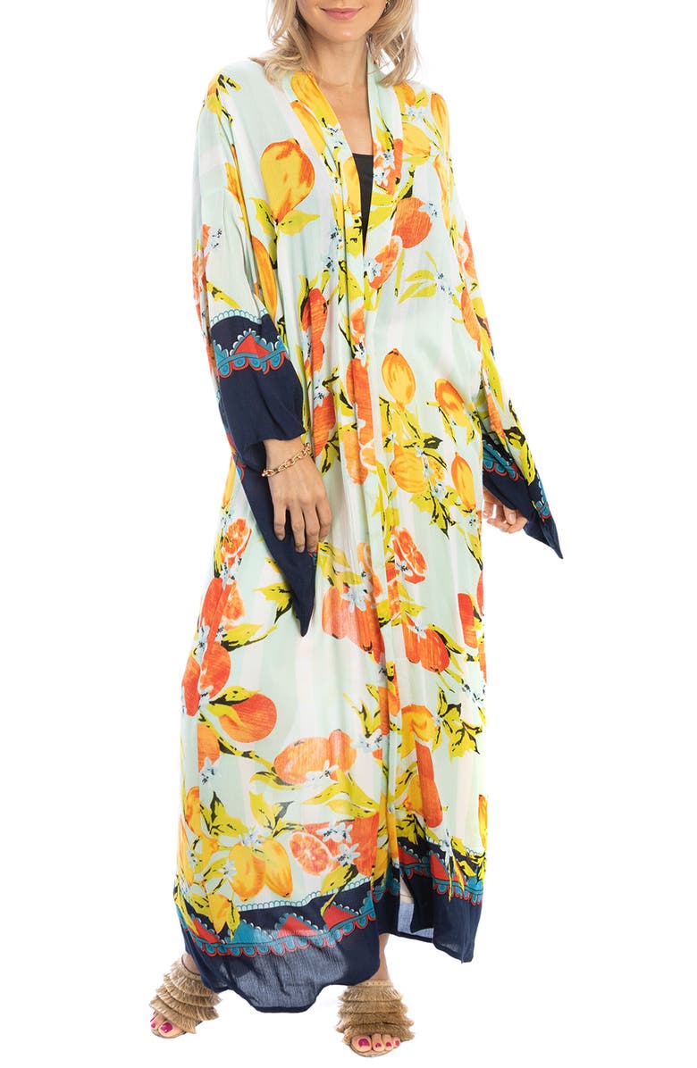 SAACHI Citrus Motif Maxi Topper, Main, color, Aqua