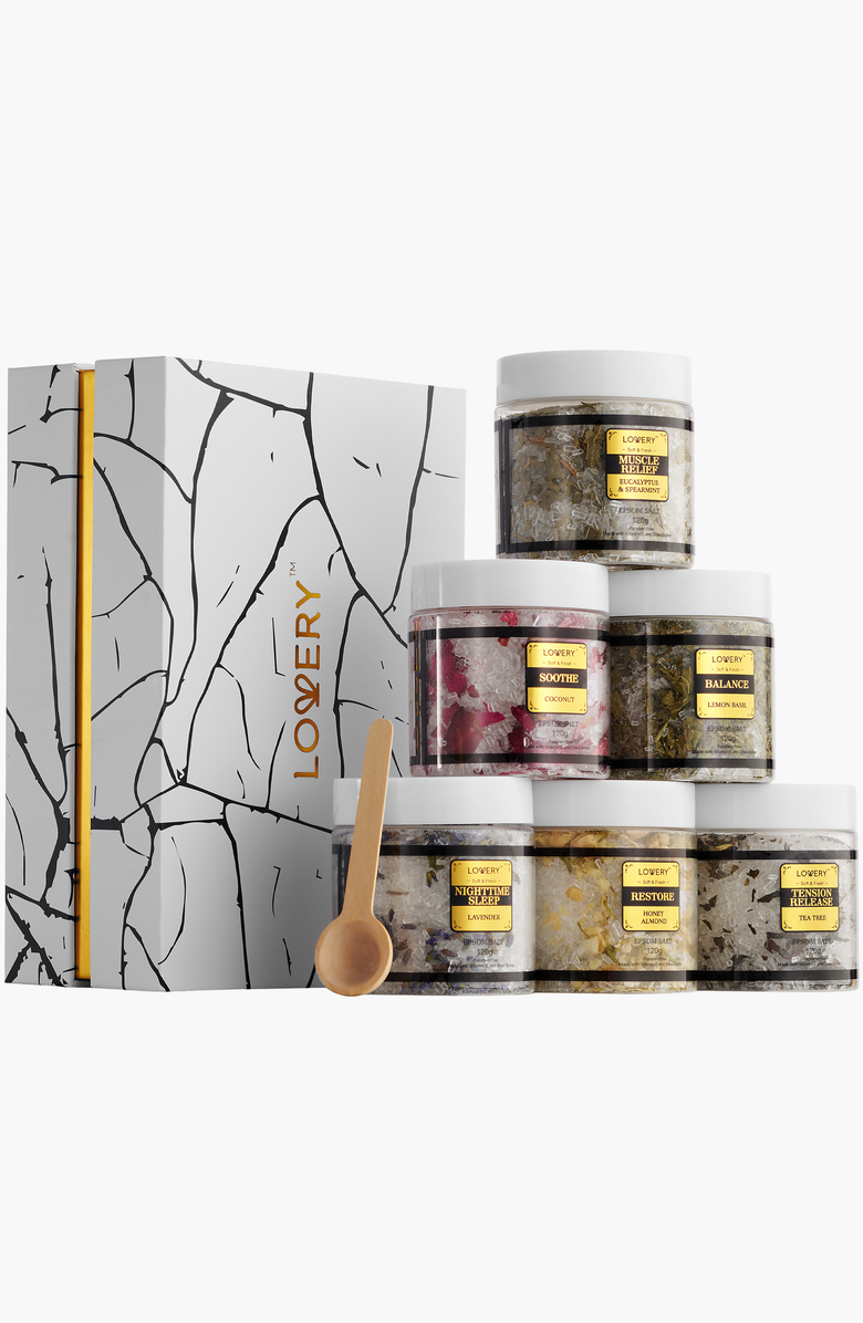 Lovery Epsom Salts 6-Piece Gift Set, Alternate, color, White / Gold