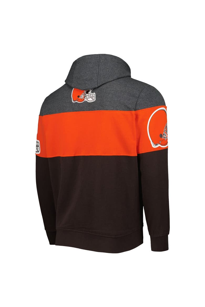 Men's Starter Brown/Heather Charcoal Cleveland Browns Extreme Pullover Hoodie, Alternate, color, Heather Charcoal
