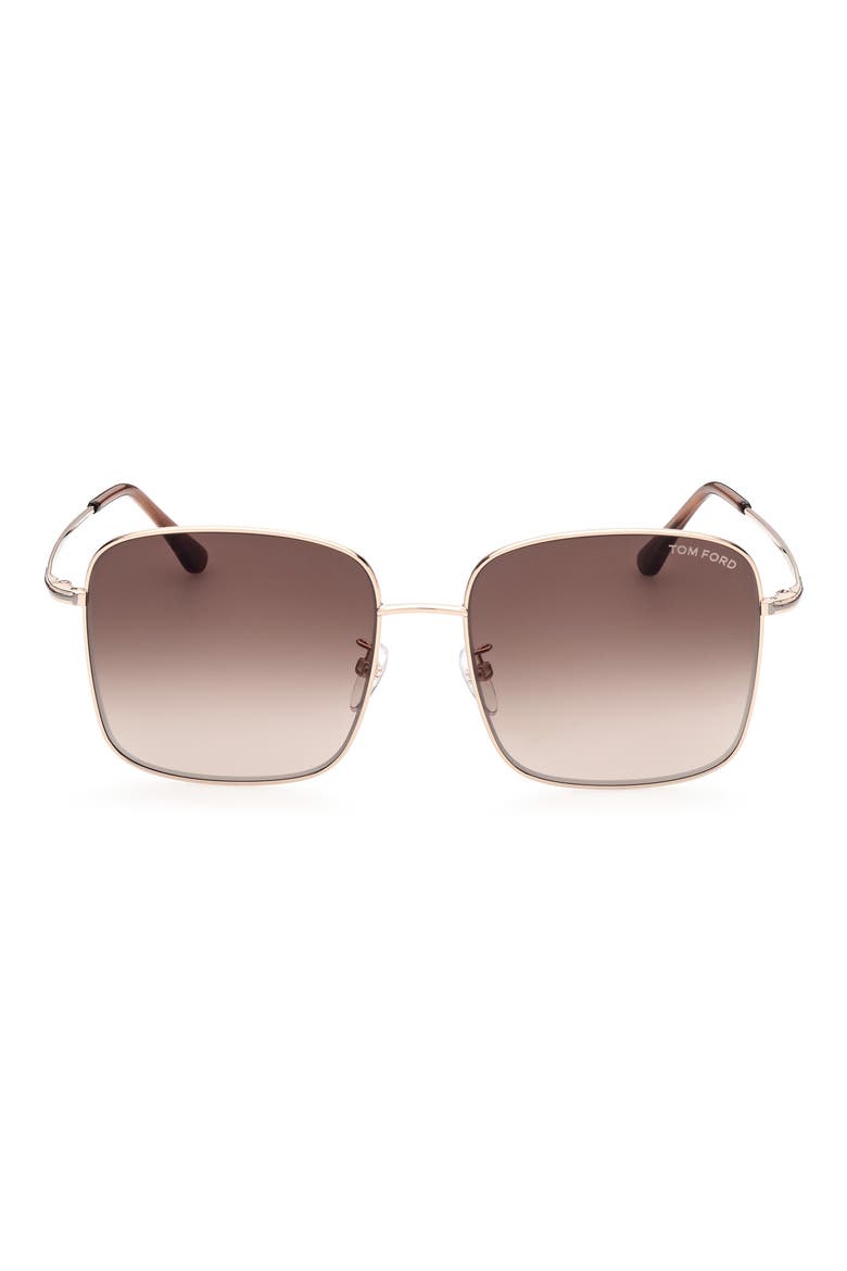59mm Square Sunglasses, Main, color, SHINY ROSE GOLD / BROWN