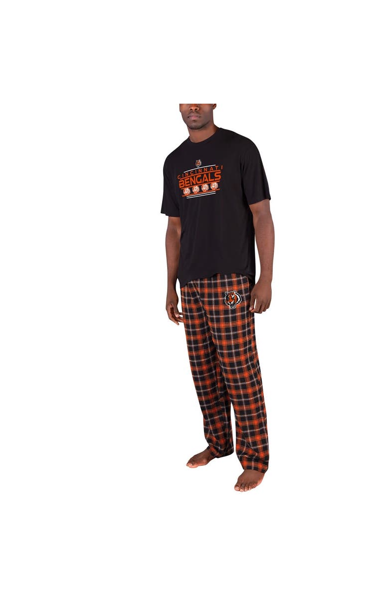 CONCEPTS SPORT Men's Concepts Sport Black/Orange Cincinnati Bengals Arctic T-Shirt & Flannel Pants Sleep Set, Main, color,