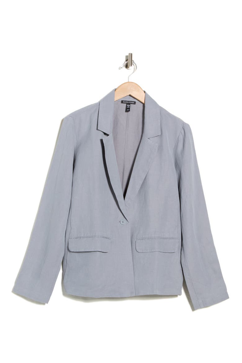 Organic Linen & Silk Blazer, Alternate, color, GREY STONE