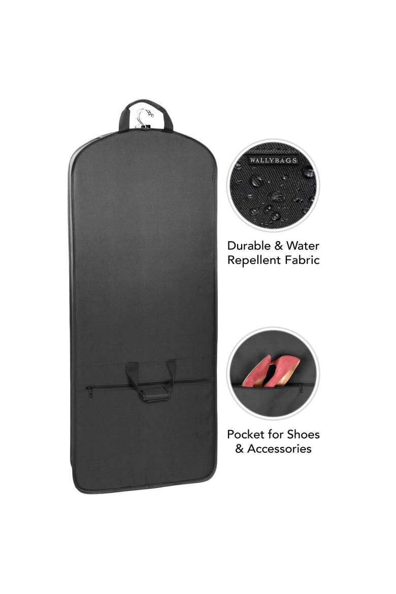 60" Premium Tri-Fold Travel Garment Bag with exterior pocket, Alternate, color, Black