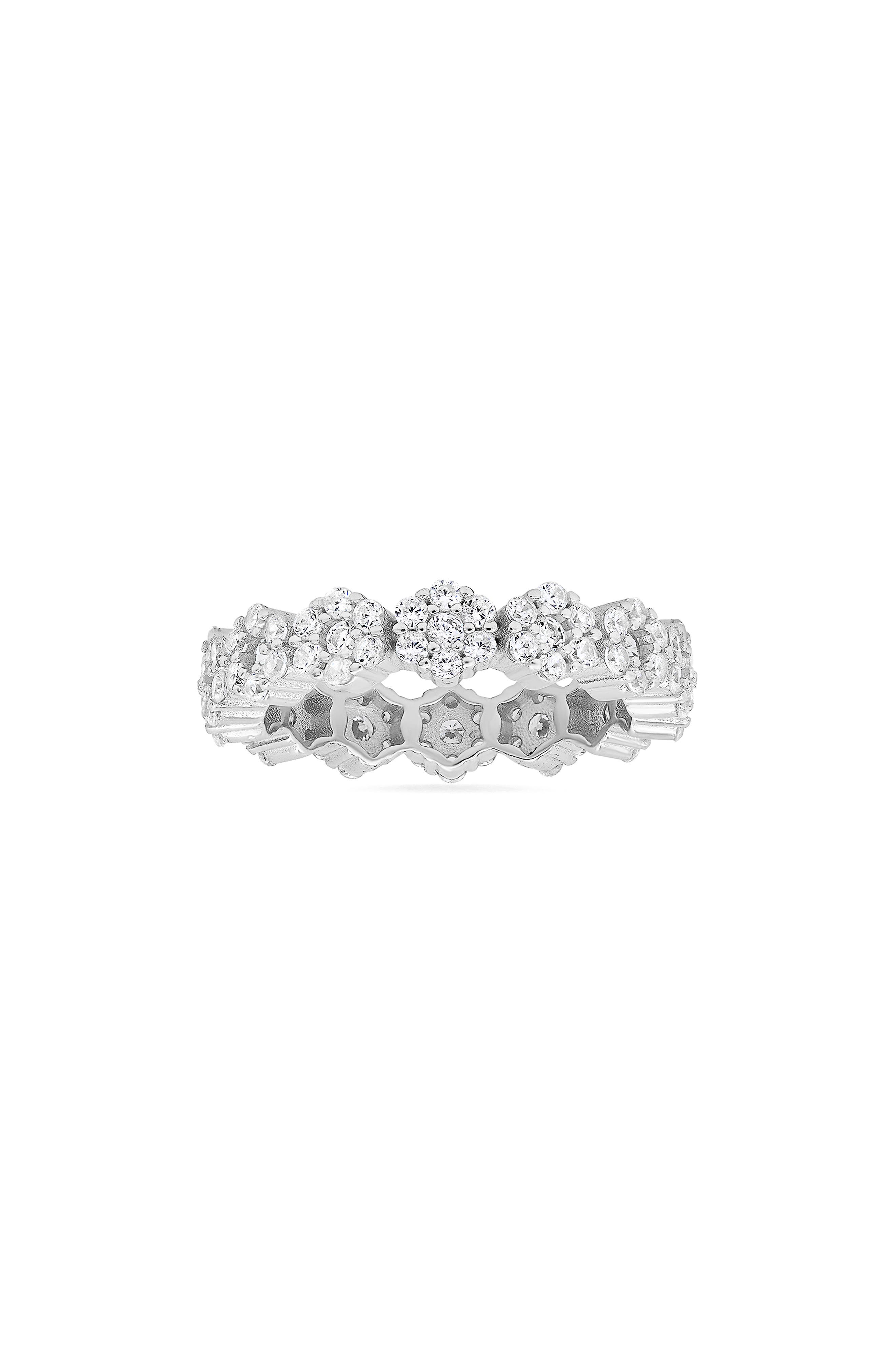 Queen Jewels Sterling Silver Floral CZ Ring
