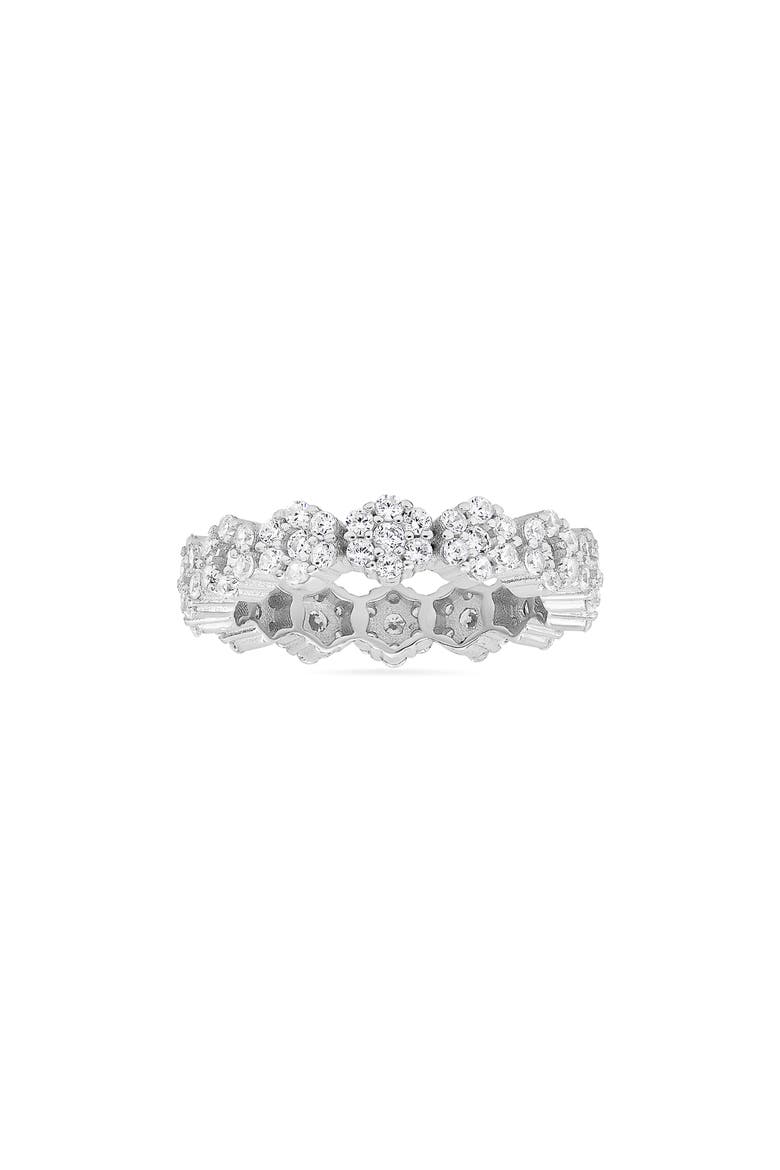 Sterling Silver Floral CZ Ring, Main, color, SILVER
