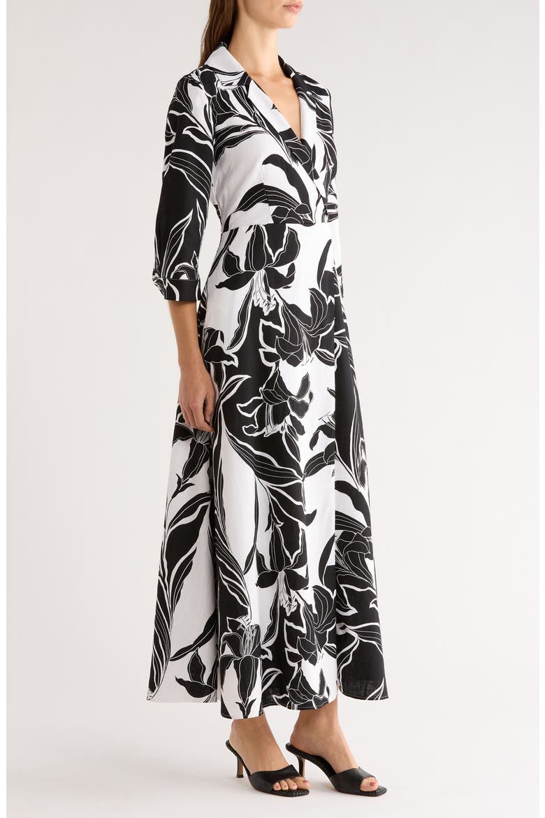 Floral Faux Wrap Maxi Dress, Alternate, color, RICH BLACK