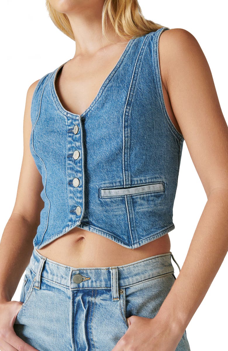 Lucky Brand Denim Vest, Main, color, 