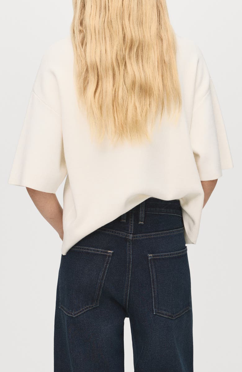 MANGO Short Sleeve Turtleneck Sweater, Alternate, color, Ecru