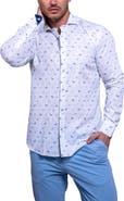 Maceoo Einstein Resistance Contemporary Fit Lizard Print Linen & Cotton Button-Up Shirt