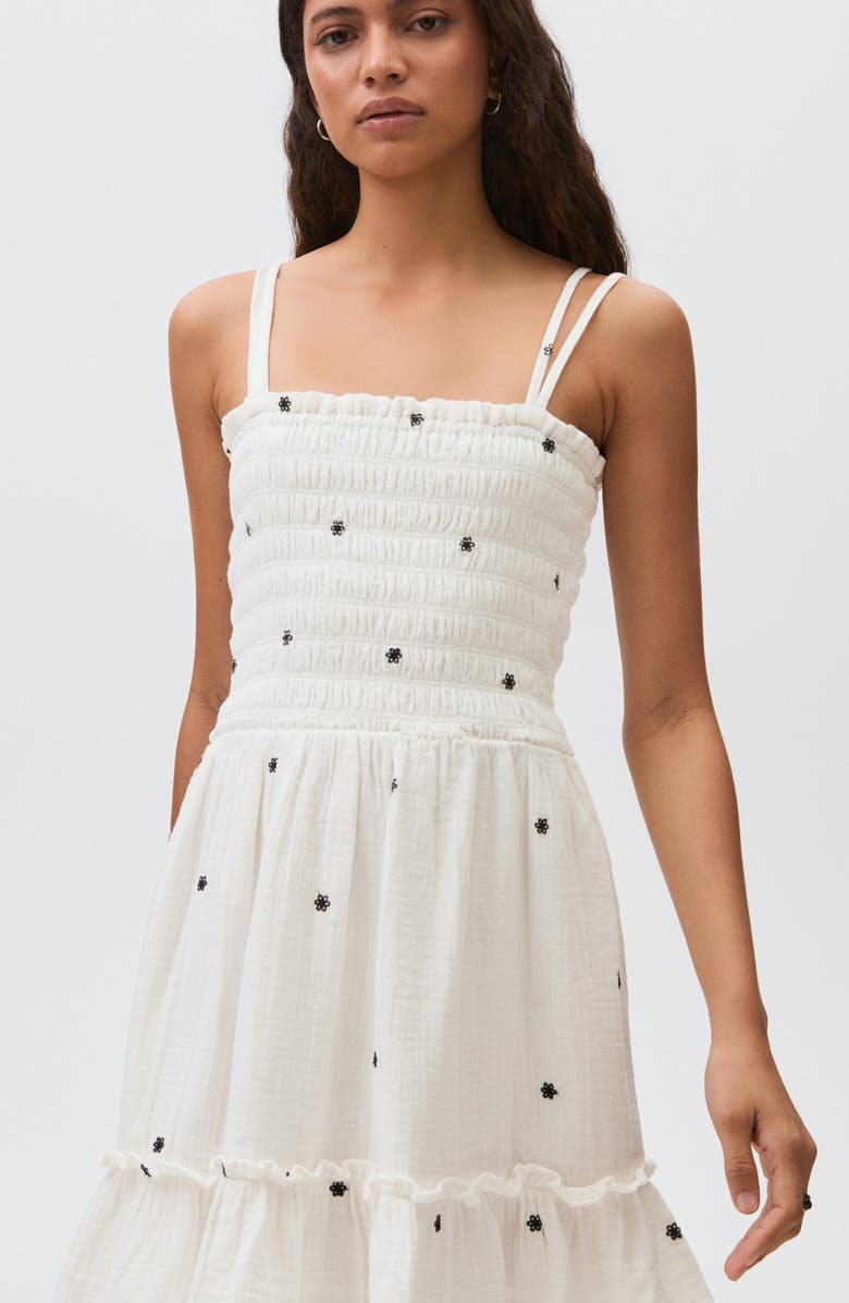 MANGO TEEN Embroidered Cotton Fit & Flare Dress, Alternate, color, Off White