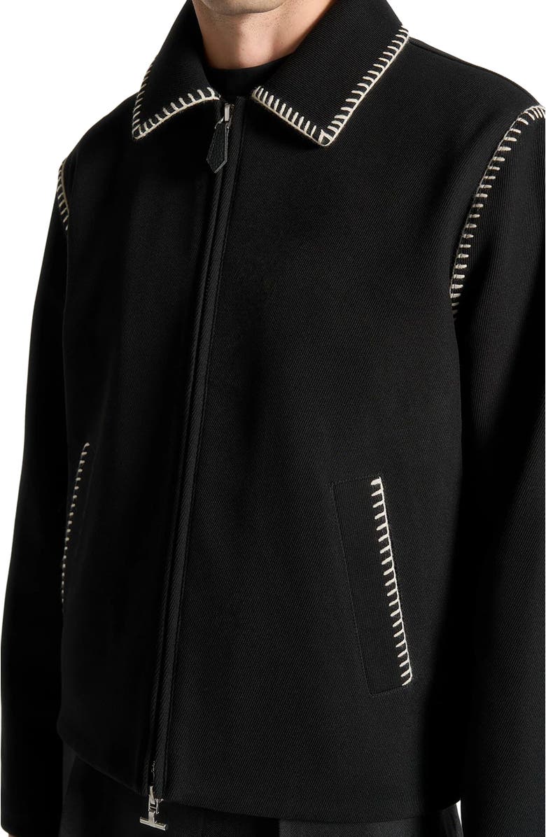 Manière De Voir Alex Whipstitch Twill Boxy Jacket, Alternate, color, Black
