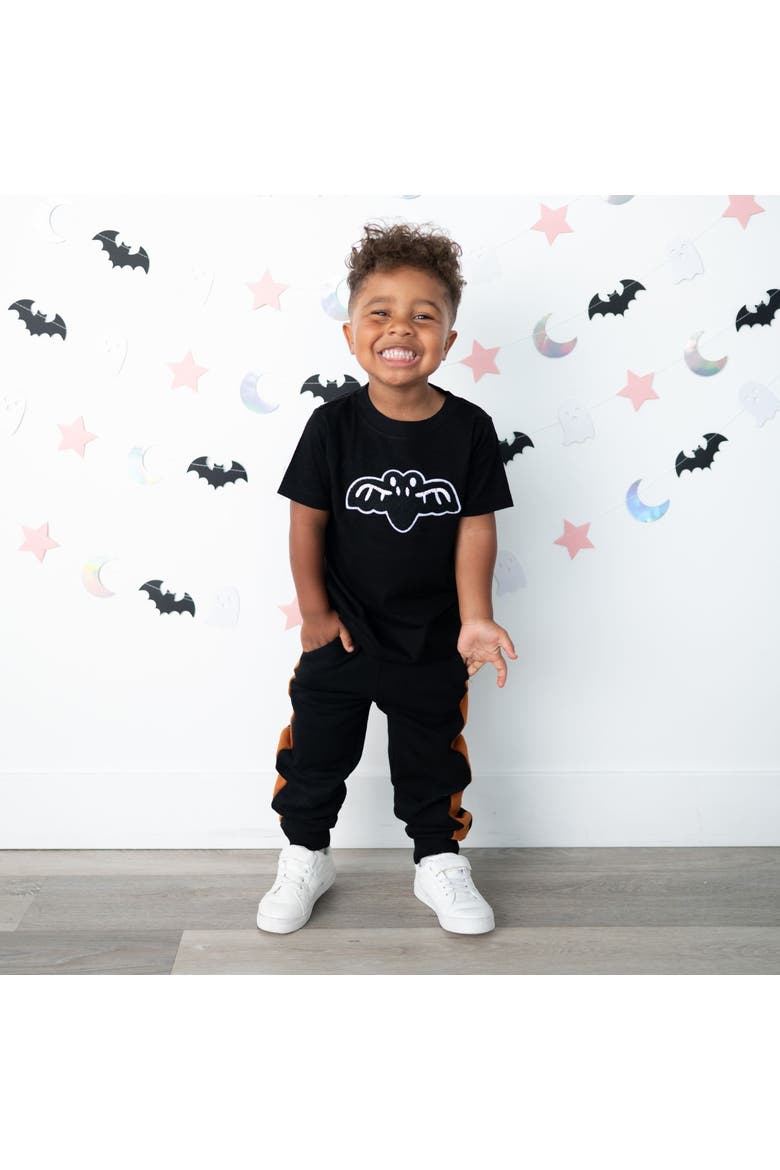Bat Patch Halloween Short Sleeve T-Shirt, Alternate, color, Black