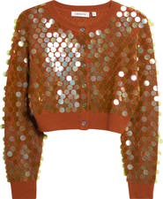 ZANKOV Mina Pointelle Knit Paillette Merino Wool & Cashmere Cardigan