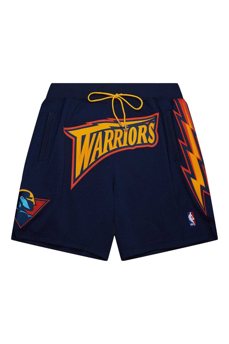 Men's Mitchell & Ness Navy Golden State Warriors  Authentic NBA x Just Don Mesh Shorts, Alternate, color, Navy