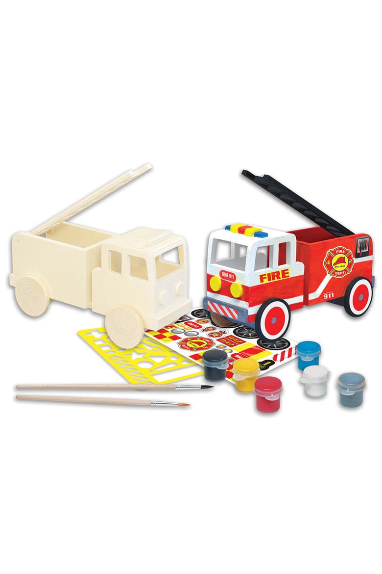 Firetruck Wood Craft & Paint Kit, Alternate, color, Multicolor