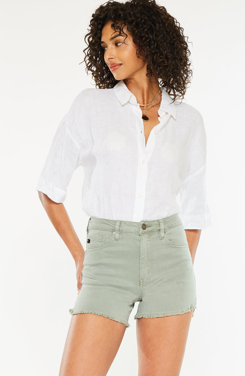 Kancan Sugar High Rise Denim Shorts In Olive