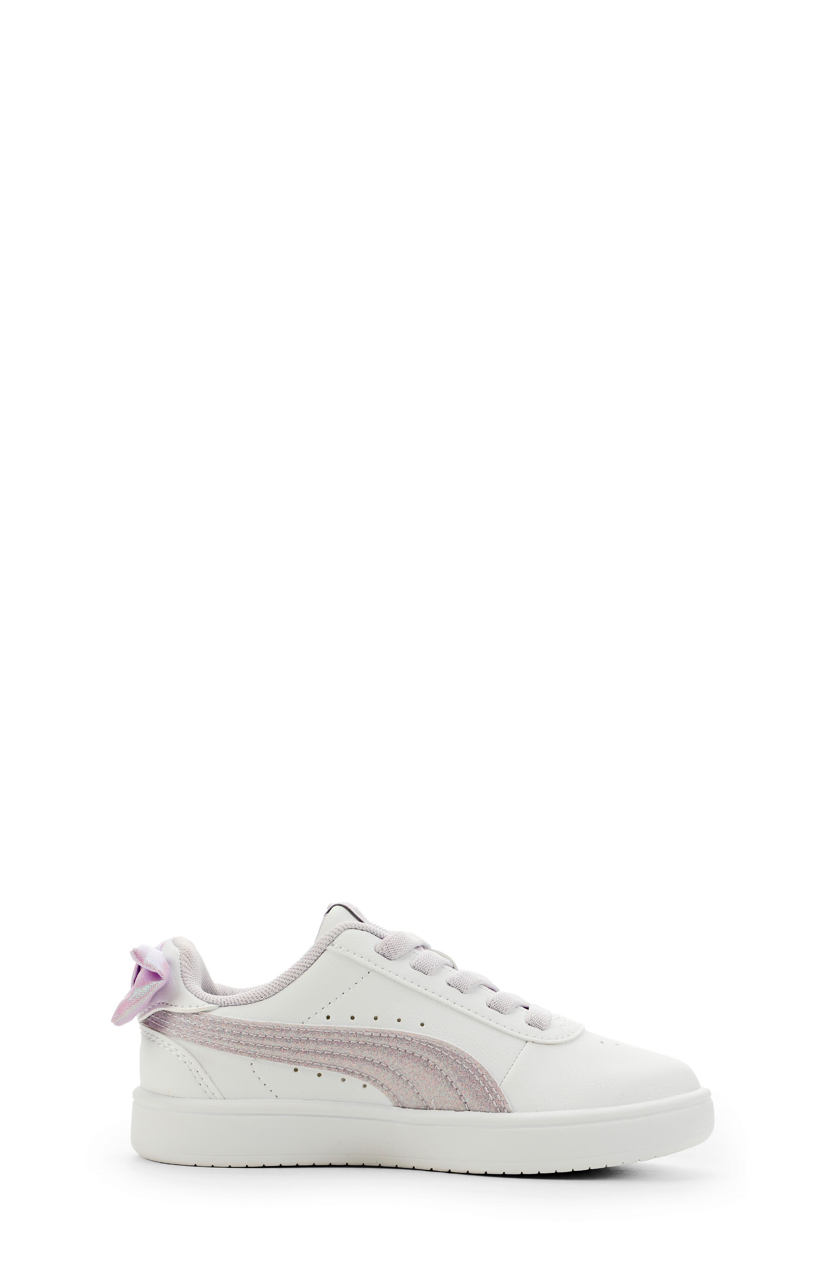 Kids' Juna Bow Sneaker, Alternate, color, PUMA WHITE/ PUMA SILVER/ LILAC