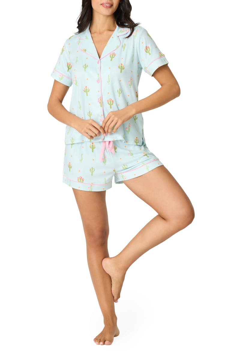 Feelin Prickly Short Pajamas, Main, color, TINTED AQUA