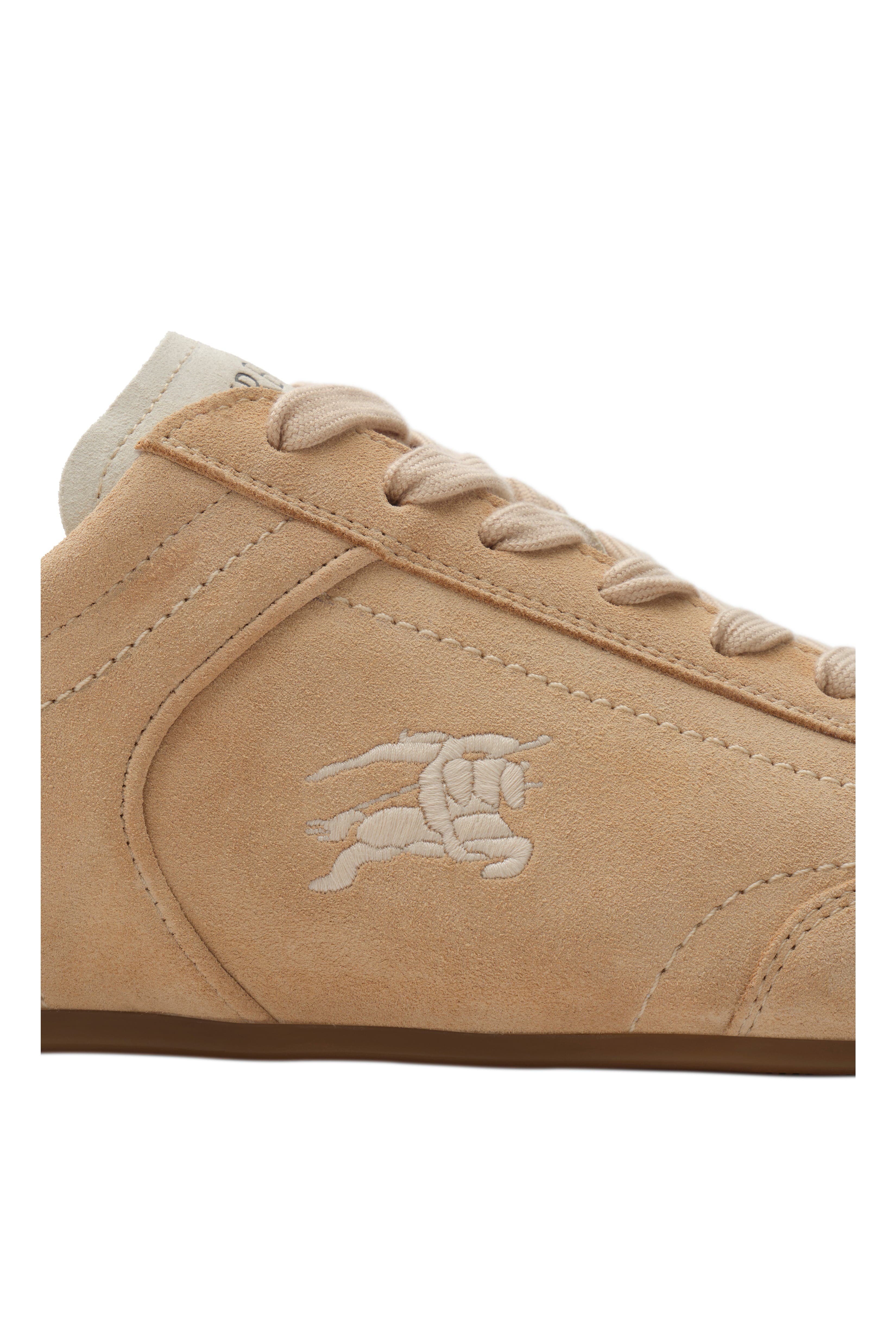 Burberry Suede Knight Runner Sneakers, Alternate, color, Flax/Dove Beige