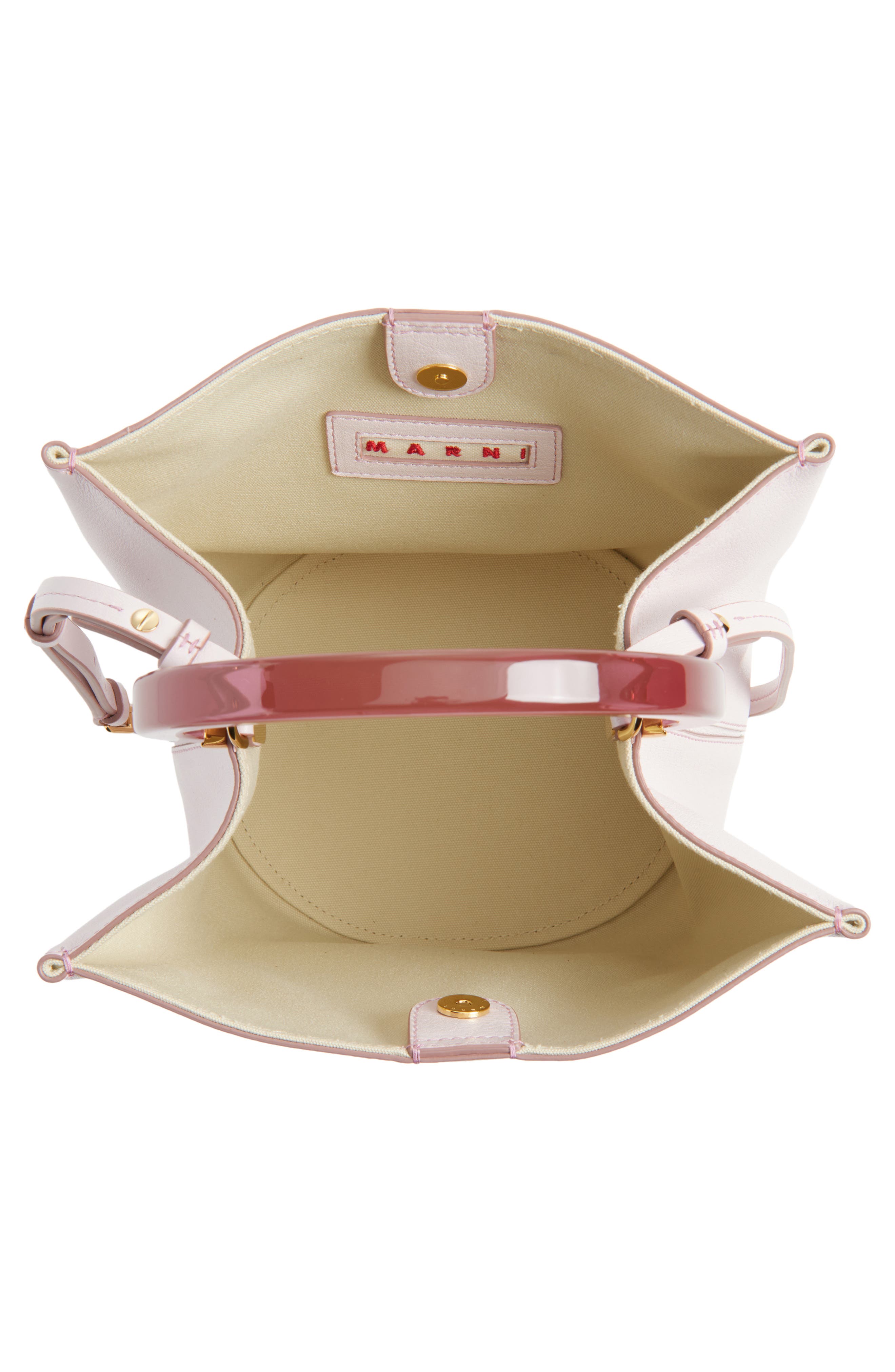 Marni Pannier Top Handle Leather Bucket Bag, Alternate, color, 00C01 Swan